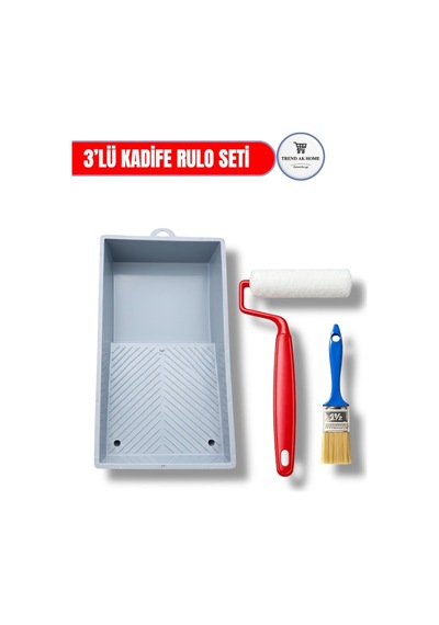Tr Boyama Fırça Seti Kadife, 10 Cm Rulo, No:1.5 Fırça, Boya Tavası, 3'lü Set