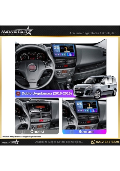 Fiat Doblo 2010-2015 Model 2gb + 32gb Android 13 Kablosuz Carpla