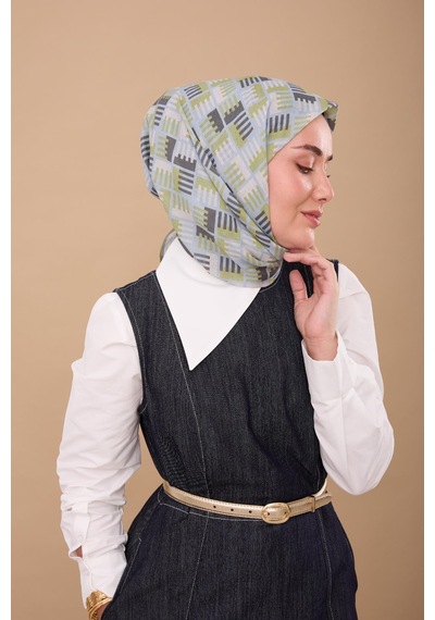 Silk Home Yaz Esintisi Eşarp 150001-09 Yeşil, Bebe Mavi, Füme, Gümüş