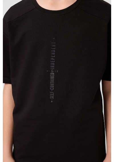 Tommylife Siyah Pamuklu Yumuşak Dokulu Oversize Baskılı Erkek Çocuk T-shirt - 11301 Siyah