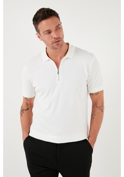 Buratti Pamuklu Regular Fit Yarım Fermuarlı 3'Lü Paket Erkek Polo Yaka T Shirt 5902738S3 Ekru-Açık Haki-Indigo