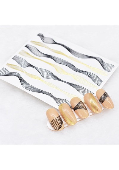 Dalgalı İnce Çizgiler Dizayn Tırnak Sticker Tırnak Etiketi Nail Art Jo-dlg02