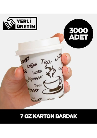 7 Oz Karton Bardak 3.000 Adet Çok Renkli