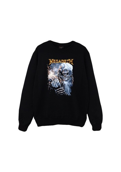 Unisex Siyah Megadeth Baskılı Sweatshirt Siyah
