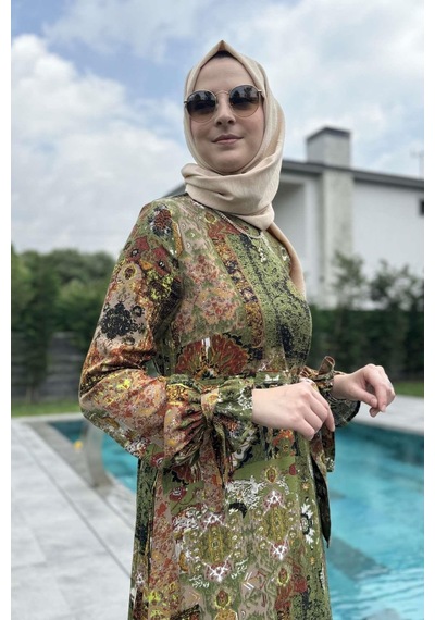 Rabia Şamlı Nehir Elbise Yeşil Normal