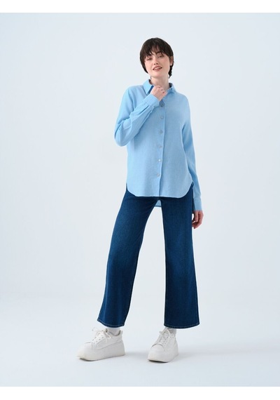 LOFT Loose Fit Kadın Gömlek U.kol Lf2039039 Q1.v1 Mavi