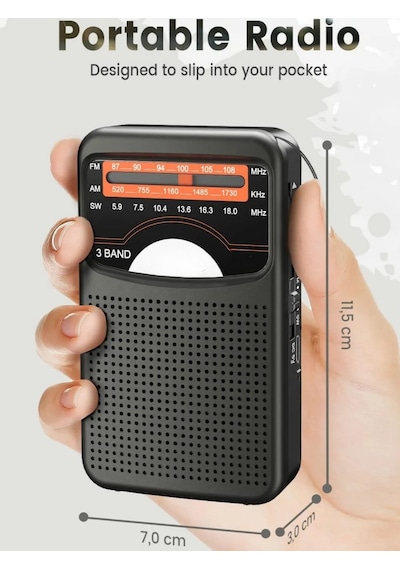 Şarjlı Cep Radyosu Fm Am Sw 3 Bant Deprem Çantası İçin Küçük El Radyosu