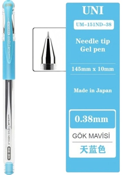 Uniball Signo Needle 0.38 İğne Uçlu Jel Kalem Gökmavi Üç Adet