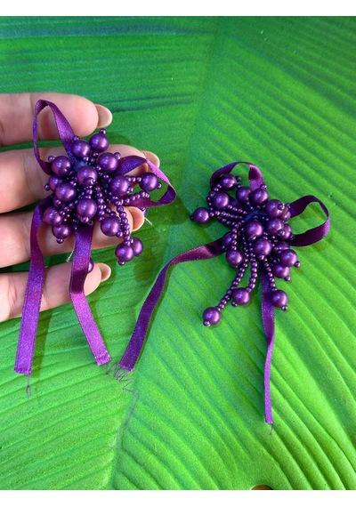 6x4 Cm 2 Adet Boncuklu Fiyonk Giyim Dikiş Aksesuarı