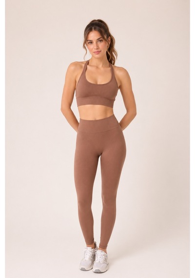 Jolt Kind Model Kalça Büzgülü Yüksek Bel Toparlayıcı Seamless Tayt Kahverengi