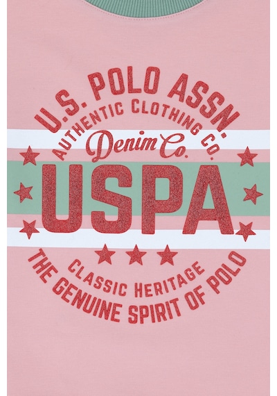 U.S. Polo Assn. Kız Çocuk Pembe Bisiklet Yaka Sweatshirt 50298163-VR041