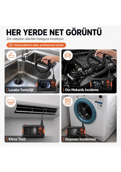5 Metre 3 Kameralı Ekranlı Kayıt Yapabilen Endoskopi Yılan Kamera