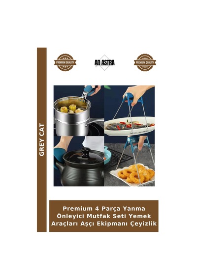 Premium 4 Parça Yanma Önleyici Mutfak Seti Yemek Araçları Aşçı Ekipmanı Çeyizlik Çok Renkli
