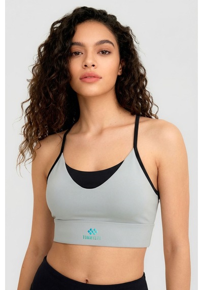 Tommy Life Taş Standart Fit Baskılı Sırt Detaylı Kadın Spor Büstiyer - 97300