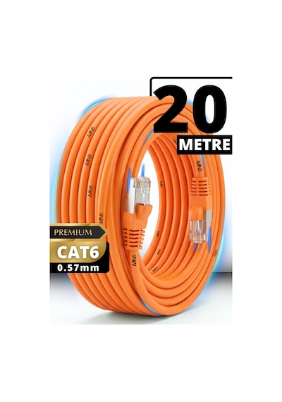 Mn6 M107xt Cat6 Ethernet Kablosu 20 Metre 0.57mm Utp Ultra Dayanıklı Çift Kat Korumalı Dış Mekan Ağır Şartlara Uygun Lan Kablosu 20 M