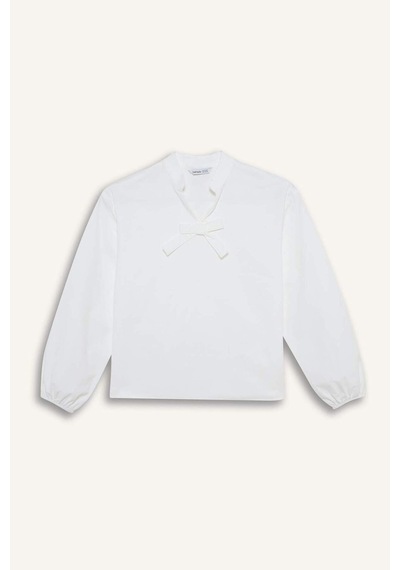Defacto Regular Fıt Poplin Uzun Kollu Bluz Kız Çocuk G7550a826spwt34 Beyaz-wt34