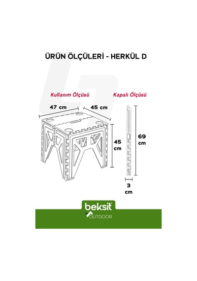 Outdoor Herkül D Katlanır Masa Bej Bej