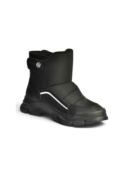 Fox Shoes Z820260304 Siyah Kumaş Cırt Cırtlı Kalın Tabanlı Kışlık Şişme Kar Botu