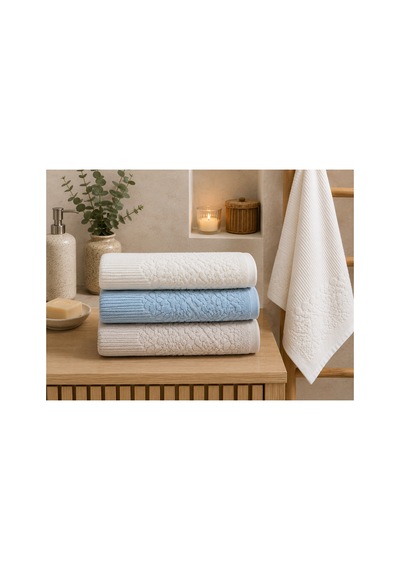 Gonca Renkli Havlu 50x90 Cm 3'lü Set %100 Pamuk - Coastal Linen Çok Renkli