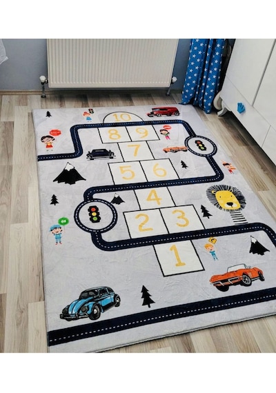Trafik Çocuk Oyun Halısı Kaymaz Makinede Yıkanabilir Eğitici Halı