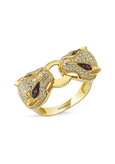 Kaplan Altın Yüzük Çift Başlı 14K Gold 416290776
