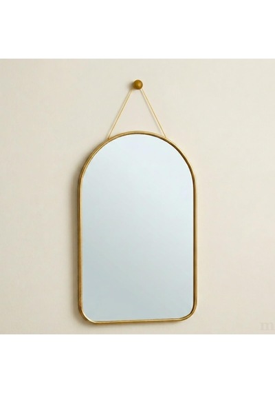 Lexroo Deinhaus Dekoratif Duvar Aynası, 23x40 Cm, İnce Goldmetal Çerçeve, Kemer Tasarım Çok Renkli