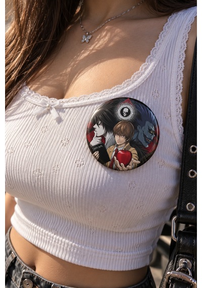Death Note 58mm 4'lü Rozet Seti 2 Light Yagami L Ryuk Anime Çanta Mont Ceket Rozeti Çok Renkli