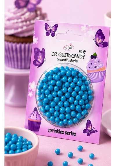 Dr. Gusto 4 Mm Candy Mavi Boncuk Pasta Süsleme Şekeri
