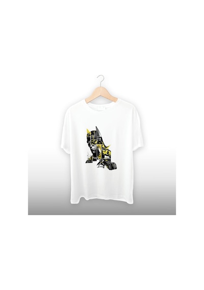 Batman Detaylı Unisex Tişört Beyaz