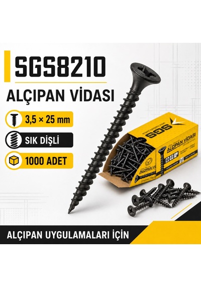 Sgs8210 Alçıpan Vidası Sık Dişli 3,5 25mm Pk/1000ad 3,5x25