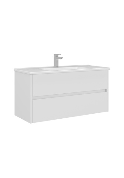 Orka Arno 100 Cm Parlak Beyaz Çekmeceli Banyo Dolabı Alt Modül Lavabo Beyaz