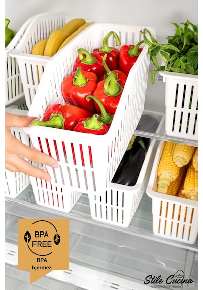 5'li Buzdolabı Içi Düzenleyici Dolap Içi Düzenleyici Organizer Beyaz