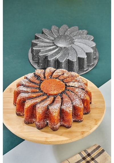 Polochef Yasemin Döküm Granit Kek Kalıbı Gri 26 Cm Gri