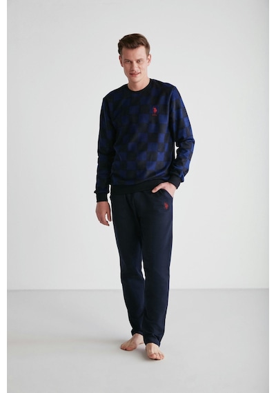 U.S. Polo Assn. U.s Polo Assn 18713 Erkek Bordo Yuvarlak Yaka Pijama Takımı Lacıvert