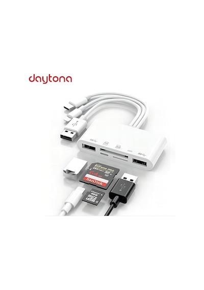 Tr Nk1032 Pro Type-c Lightning Usb-a To 2x Usb3.0 Sd Tf Pd Kart Okuyucu Çevirici Hub Adaptör