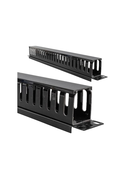 Td-l801-12 19 1u Rack Kabin Yatay Kablo Düzenleyici Kapaklı Kanal Yandan Geçişli