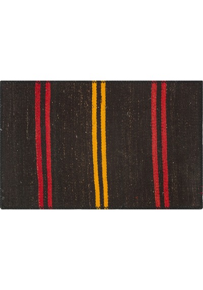Özel Sarı Kırmızı Rengi El Dokuma Kilim Paspas