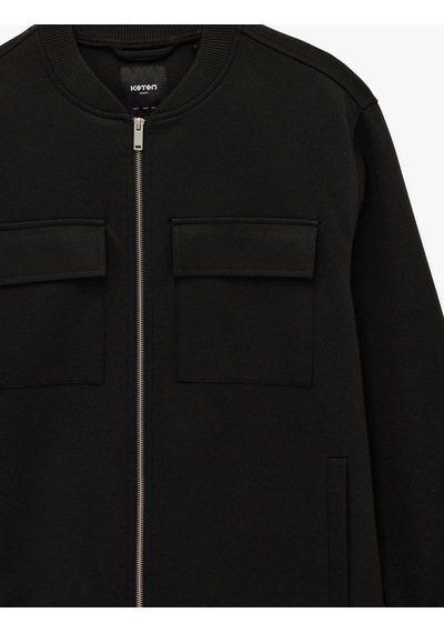 Koton Slim Fit Uzun Kollu Kapaklı Cepli Fermuarlı Kolej Yaka Bomber Ceket Siyah 6sam20005hk Siyah Koton Slim Fit Uzun Kollu Kapaklı Cepli Fermuarlı Kolej Yaka Bomber Ceket Siyah 6sam20005hk Siyah