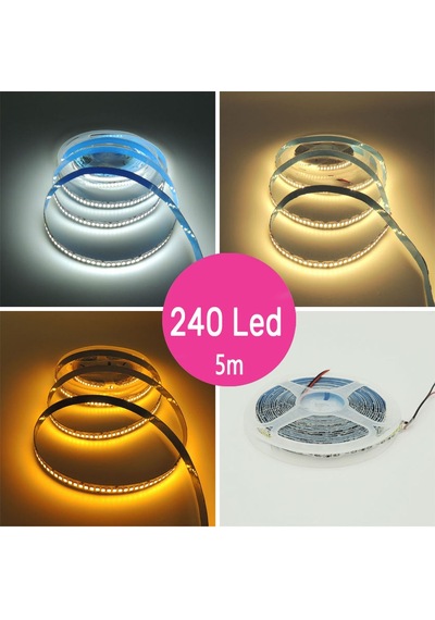 Sunlight 3 Çip İç Mekan Şerit 240 Led 12V 5M Beyaz Gün Turuncu