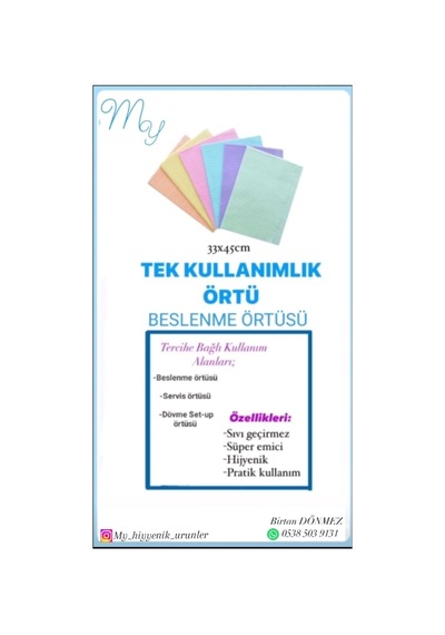 Okul Beslenme Örtüsü Ve Servis Örtüsü/ Kullan At 30 Adet