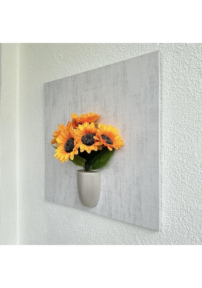 Kabartma Dokulu, Ayçiçekli 3d Tablo