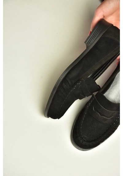 Fox Shoes Z820221002 Siyah Süet Kadın Loafer Ayakkabı