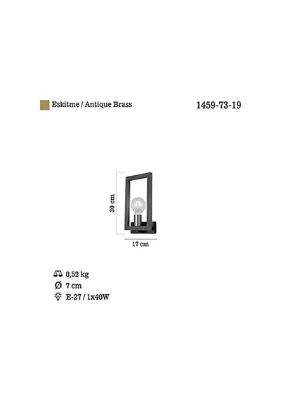 Era Eskitme Siyah Aplik 1 X E27 Abanoz
