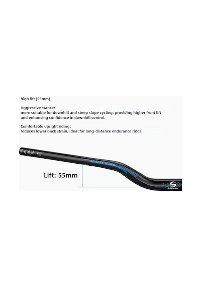 Lunje 78 Cm 55 Rise Açılı Alüminyum 31,8mm Mtb Freeride Gidon Bisiklet Gidonu Direksiyonu Siyah Renk