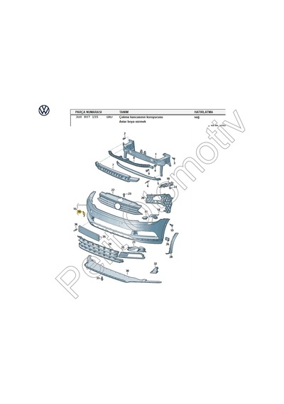 Passat B8 Ön Tampon Çeki Demir Kapağı 3g0807155