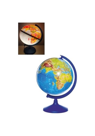 30 Cm Işıklı Fiziki Ve Siyasi Dünya Küresi, Atlas Harita İle Eğitim 1