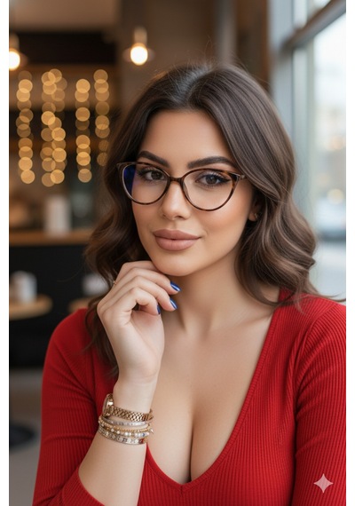 Glam Cat Eye Mavi Işık Filtreli Optik Cam Uyumlu Koruyucu Gözlük Leopar