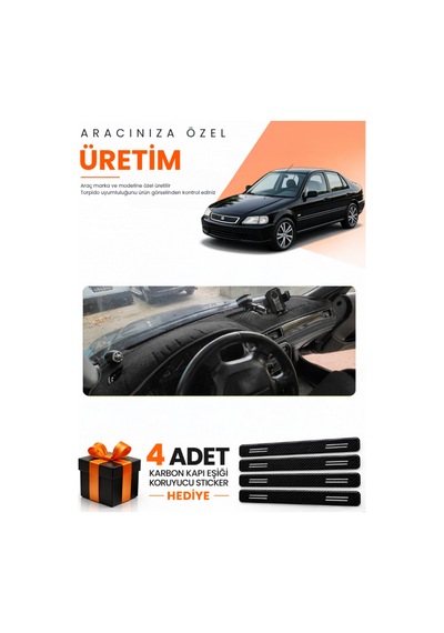 Honda Civic 1996-1998 Uyumlu Torpido Koruma Örtüsü Oto Kılıfı - Siyah