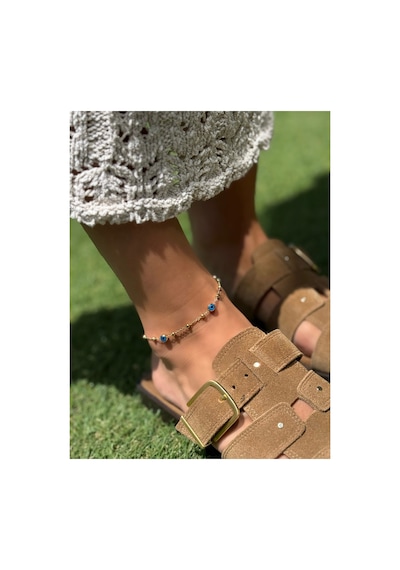 La Bien Accessories Çelik Nazar Boncuklu Halhal Suya Dayanıklı, Kararmaz Gold Halhal Altın Altın