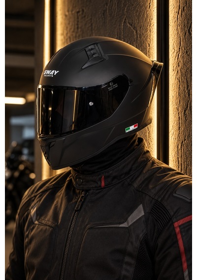 Sway 869 Mat Siyah Motosiklet Kask Black Vizör